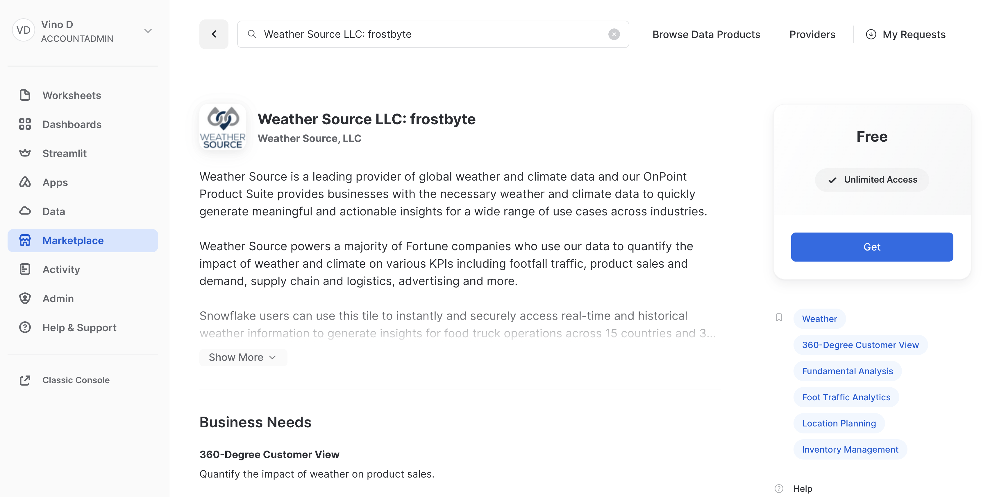 Snowflake Marketplace